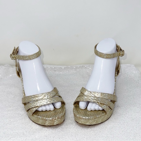 Naturalizer women’s gold snake Mallory ankle strap sandals/ heels size 8.5 wide - Picture 5 of 16